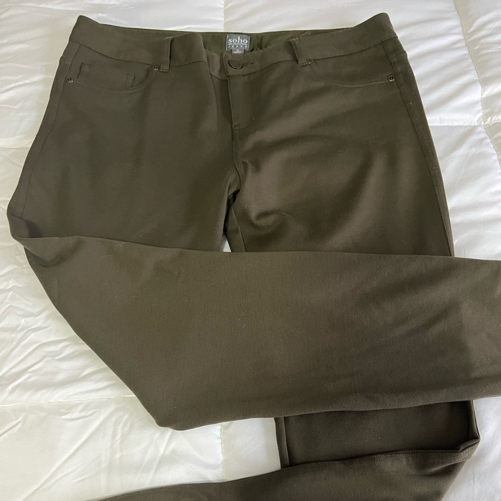 Soho Army Green Ladies Comfortable Work Casual Pants